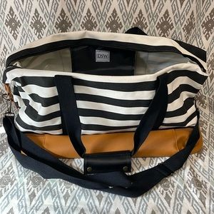 DSW Striped Fabric Weekender Duffel Extra Large Tote Carryon Travel Bag 20"W